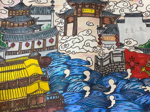 绘画低年组《秦淮人家》黄正鑫，南京市觅秀街小学二年级，指导教师：肖珊，13861202809